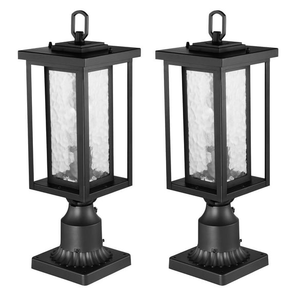 2 PCs Dusk to Dawn 17.72in Pole Pier Mount Outdoor Lamp Post Light Fixture