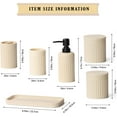 thumbnail image 4 of Bathroom Accessory Set - 6 Pieces Bathroom Accessories Set Complete with Soap Dispenser, Toothbrush Holders, Tumbler, Vanity Tray and 2 Qtip Holder for Home Organizer and Decor, Beige, 4 of 18