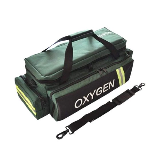 LINE2design First Responder EMS Oxygen Bag EMS Supplies - Standard O2 Medical Bag with Multiple Compartments & Shoulder Strap â Green