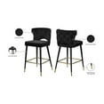 thumbnail image 4 of Maykoosh Old World Charm Contemporary Velvet Upholstered Counter Height Stool with Gold Tipped, Black Metal Legs, 22" W x 19" D x 38.5" H, Set of 2-Color:Pink, 4 of 7
