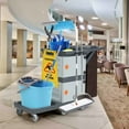 thumbnail image 7 of Cleaning Cart, 3-Shelf Commercial Janitorial Cart with Cabinet, Traditional Plastic Housekeeping Cart with 30 Gallon Bag, 200 lbs Capacity, 7 of 7