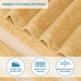 thumbnail image 4 of Superior Zero Twist Cotton Ribbed Geometric Bath Towel Set of 3 , Gold, 4 of 12