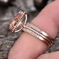 thumbnail image 6 of 4.75 Carat 11x8mm Pear Shape Morganite Engagement Ring Diamond Moissanite Wedding Set 10k Rose Gold-3pcs, 6 of 6