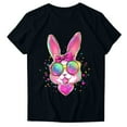 thumbnail image 3 of VBTAPA Funny Bunny Print T Shirt for Women Cute Grapic Tee Shirts Happy Easter Short Sleeve Tops on Sale Black L, 3 of 5