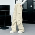 thumbnail image 4 of Girls Parachute Pants Teens Wide Leg Cargo Pants Dance Streetwear Baggy Trousers with Pockets Toddler Leggings Beige 15Y, 4 of 5