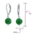 thumbnail image 4 of Bling Jewelry Womens Simple Gemstone 8MM Drop Ball Earrings Secure Hinge Lever Back Sterling Silver, 4 of 5