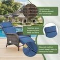 thumbnail image 5 of OPOHORO Outdoor Recliner Chairs Set of 2 with Ottomans, Adjustable Reclining Patio Chair with Cushion, Wicker Outdoor Chaise Lounge with Adjustable Backrest and Footrest, Ideal for Pool Deck, Blue, 5 of 10