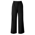 thumbnail image 4 of AherBiu Juniors Cargo Pants for Women Elastic Waisted Straight Leg Hiking Casual Loose Fitted Work Cargos with Multi Pockets(Large,Black), 4 of 7