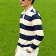thumbnail image 5 of Men'S Polo Shirts Retro Long Sleeve Lapel Striped Loose Casual Golf Shirts, 5 of 9