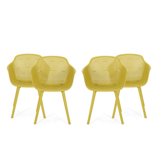 Christopher Knight Home Chaise de Salle à Manger Extérieure Davina (Ensemble de 4), Jaune
