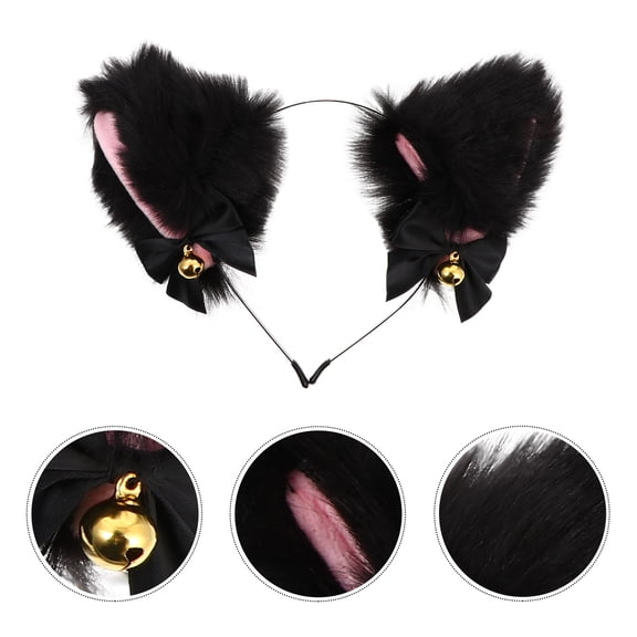 TEHAUX Black Cat Ear Hair Hoop with , Festive Holiday Headband, Cute and Adorable 1 Pc