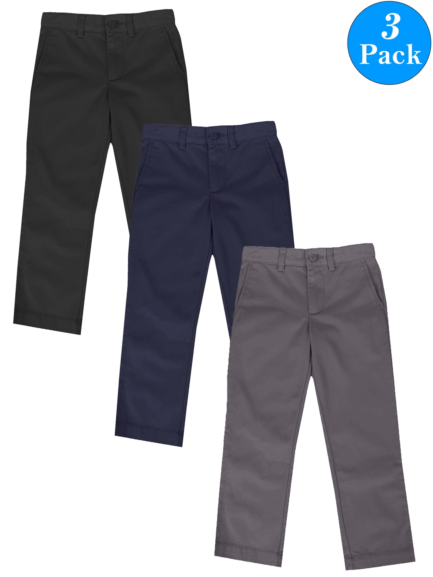 Boys Flat Front School Uniform Pants (3-Pack) (Littile Boys) - Walmart.com