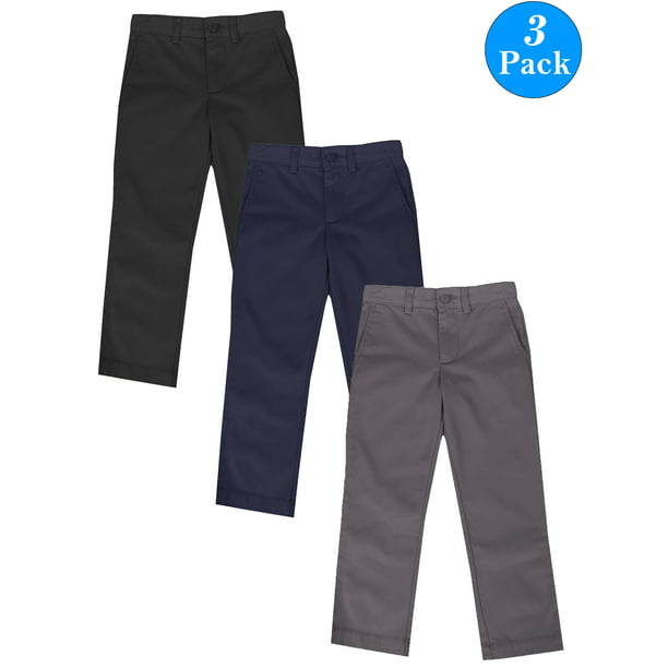 GBH - Boys Flat Front School Uniform Pants (3-Pack) (Little Boys ...
