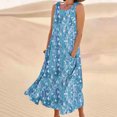 thumbnail image 3 of Vestido de Verano para las Mujeres sin Mangas Lino-Look Impreso Maxi, Suelto Fluido Y Vestido Sexy de Moda para las Mujeres, 3 of 4