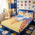 thumbnail image 4 of Meiyoeat Sport Baseball Queen Sheets 4 Pieces,Ice Cream Drip Queen Sheet Sets,Blue Red Yellow,1 Fitted Sheet,1 Flat Sheet and 2 Pillowcases, 4 of 6