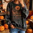 thumbnail image 2 of Women's Oversized Vintage Halloween Sweatshirt Retro Witch Moon Graphic Distressed Long Sleeve Pullover Cozy Fall Autumn Top, 2 of 4