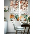 thumbnail image 4 of Fall Pumpkin Sheer Curtains 72 inches Long, Brown Sunflower Leaf Wood Grain Thanksgiving Light Filtering Sheer Window Curtains Rod Pocket Voile Drapes for Bedroom Living Room, 2 Panels 52"W x 72"L, 4 of 7