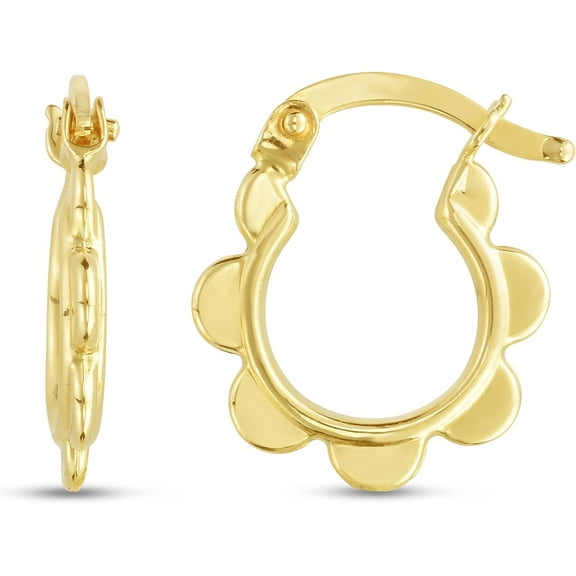 Floreo 14k Yellow Gold 16.9mm Scalloped Hoop Earrings