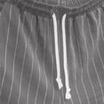 thumbnail image 3 of Mens Elastic Waist Shorts Drawstring Casual Cotton Striped Shorts Relaxed Fit Grey XXL, 3 of 4