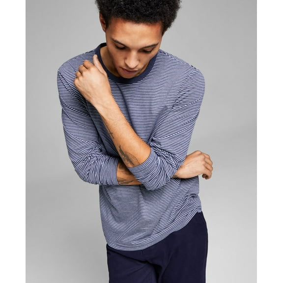 And Now This Men’s Small Stripe Long-Sleeve T-Shirt, Ocean, Small