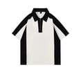 thumbnail image 1 of Camisas Elvqul de Hombre Blanco Casual Manga Corta con Estampado de Bloques de Color con Solapa, 1 of 4