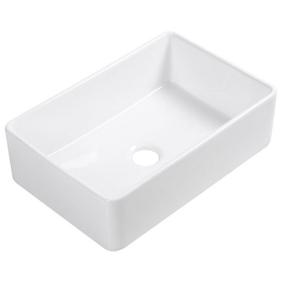 Pemberly Row White Ceramic 30" Single Bowl Farmhouse Apron Kitchen Sink