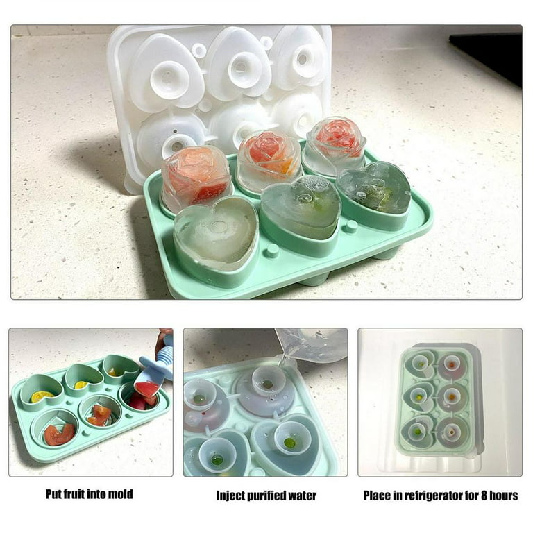Tohuu Rose Flower Ice Cube Mold 6 Cavity Silicone Leak-Free