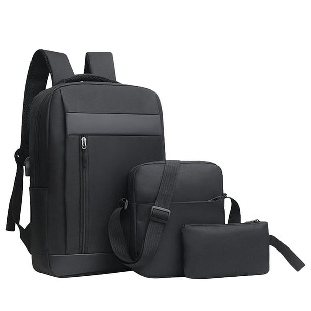 Conjunto de tres mochilas, mochila USB de gran capacidad para estudiantes, ideal para la escuela y viajes al aire libre, bolso para computadora de gran capacidad para hombres y mujeres.