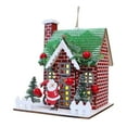thumbnail image 3 of Adorno navideño de casa de madera con elementos clásicos de Papá Noel para niños, juguete mini coleccionable ladrillos rojos, 3 of 9