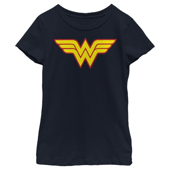 Girl's Wonder Woman Two Color Logo Graphic Tee Navy Blue X Large