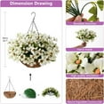 thumbnail image 5 of Artificial Hanging Flowers in Basket for Patio Lawn Garden Decor,12 inch Coconut Lining Hanging Baskets with Artificial Flowers for Home Porch Outdoors Spring Decoration(White), 5 of 6
