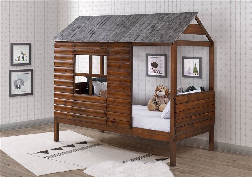 Donco Kids Log Cabin Low Loft Bed Rustic Walnut & Rustic Silver, Twin, Loft Only - image 3 of 3