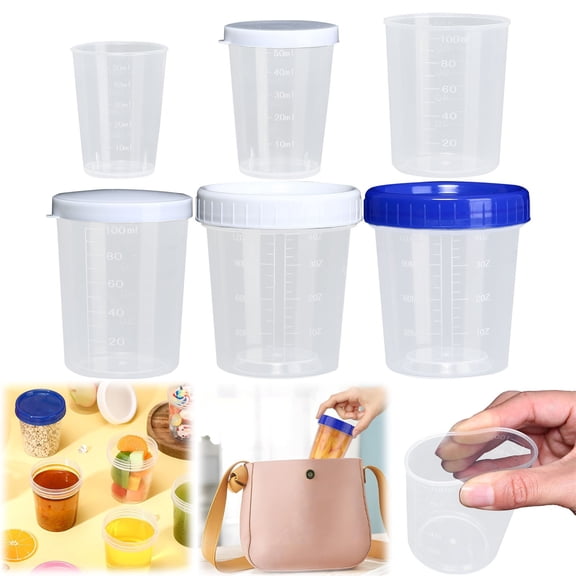 Condiment Containers TASTAN Salad Dressing To-Go Containers (50Ml) - Leakproof Dipping Cups with Measurement Marks, Bento Lunch Box Accessories, Reusable Condiment Dispensers, Dressing Cups, I
