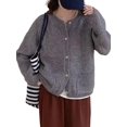 thumbnail image 2 of Women'S Long Sleeve Crew Neck Chunky Oversized Button Up Cute Cardigan Fall Trendy Sweaters Clothes Gray One size, 2 of 7