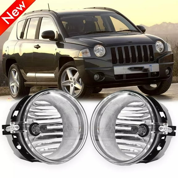 CHUSYYRAY Pair for Jeep Compass 2007-2009 Clear Lens Bumper Fog Light Front Lamps