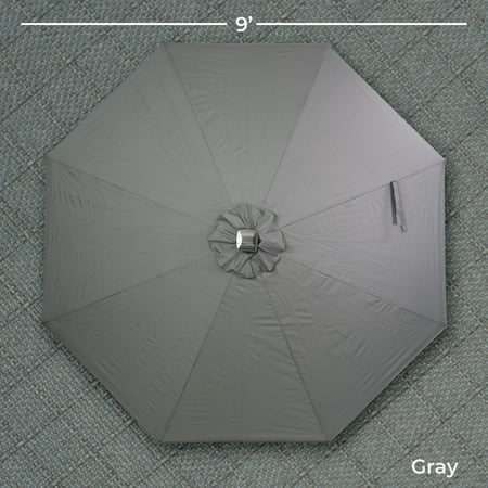Sun Ray - 9' Round 8Rib Solar Lighted Umbrella - Taupe
