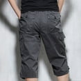 thumbnail image 5 of ZVNAΖH Mens 3/4 Long Cargo Shorts Loose Fit Elastic Work Capri Shorts Below Knee Casual with 7 Pockets, 5 of 8