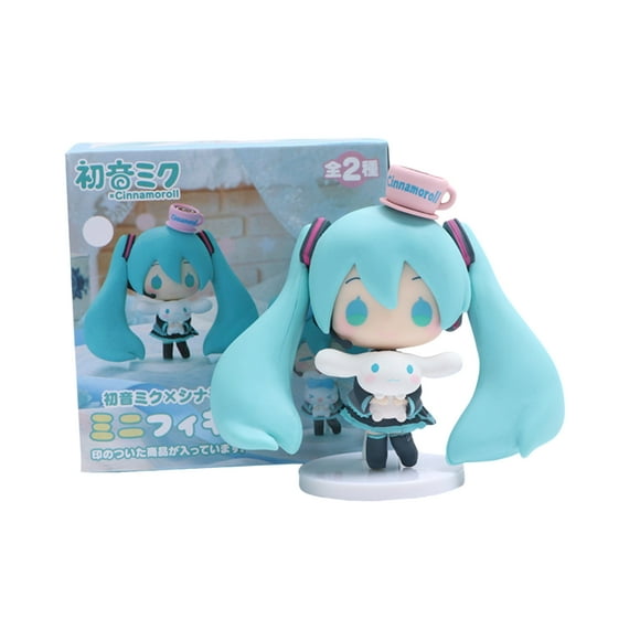 Hatsune Miku & Cinnamoroll Figurine de Collection en PVC - Hauteur 9,5-10,5 cm, Poids 0,1 kg, Sac OPP Emballé - Modèle de Personnage d'Anime pour Collection, Décoration Quotidienne et Cadeaux (Livraison Ensemble Complet,