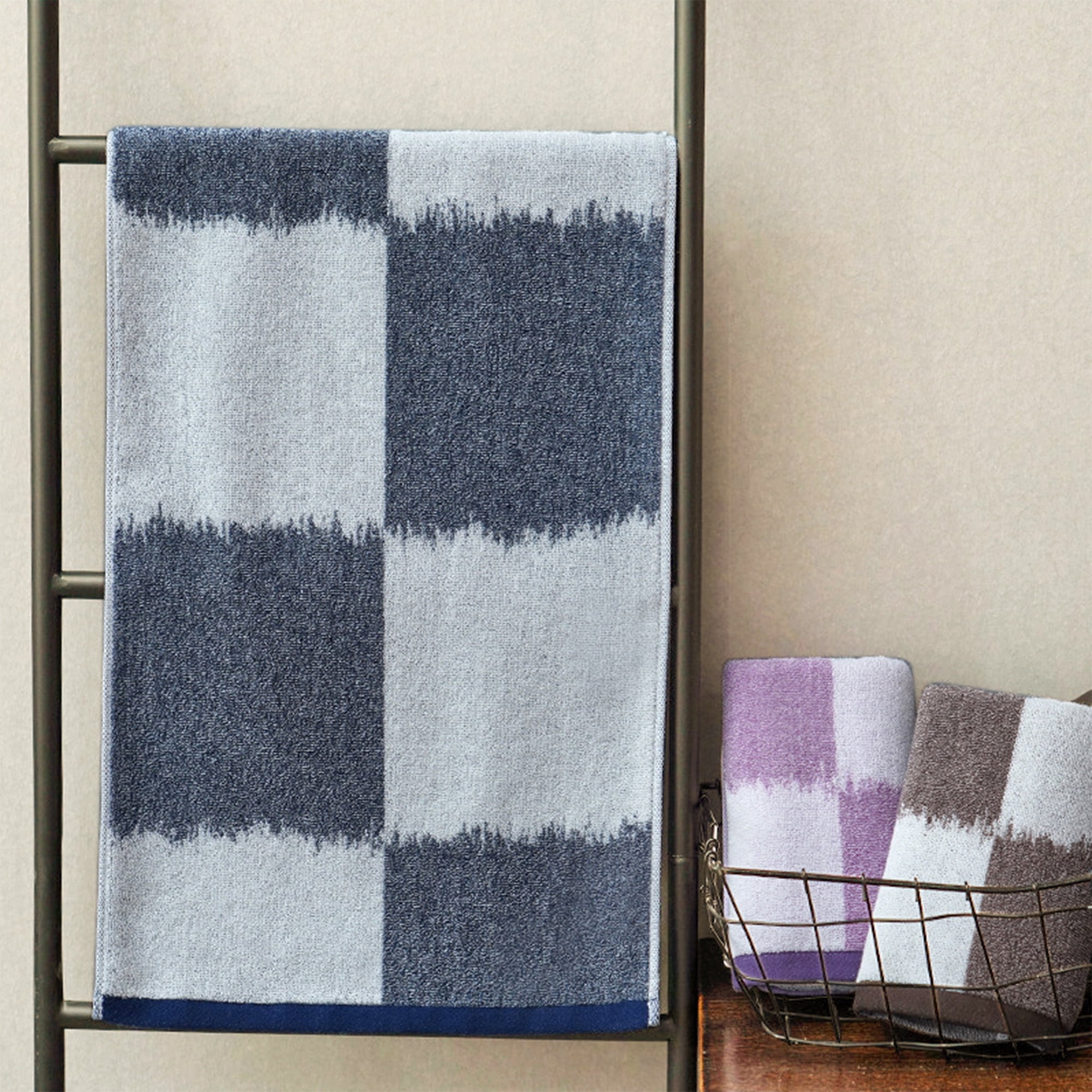 Unique Bargains Color Block Decorative Hand Towel Set Purple 4-Piece