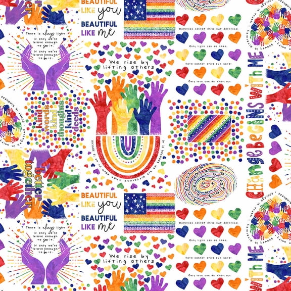 Blank Quilting Better Together Inspirational Sayings White Multi Cotton Fabric By The Yard