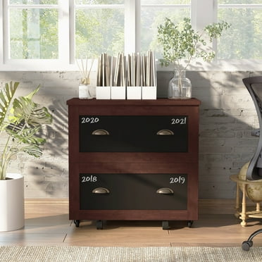 Rele 2-Drawer Wood File Cabinet with Casters, Vintage Walnut