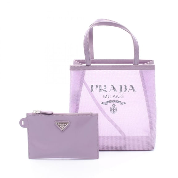 Pre-Owned Prada RETE PAILLETTES Sequin Tote Bag Handbag Leather Mesh Women's Purple 1BG417