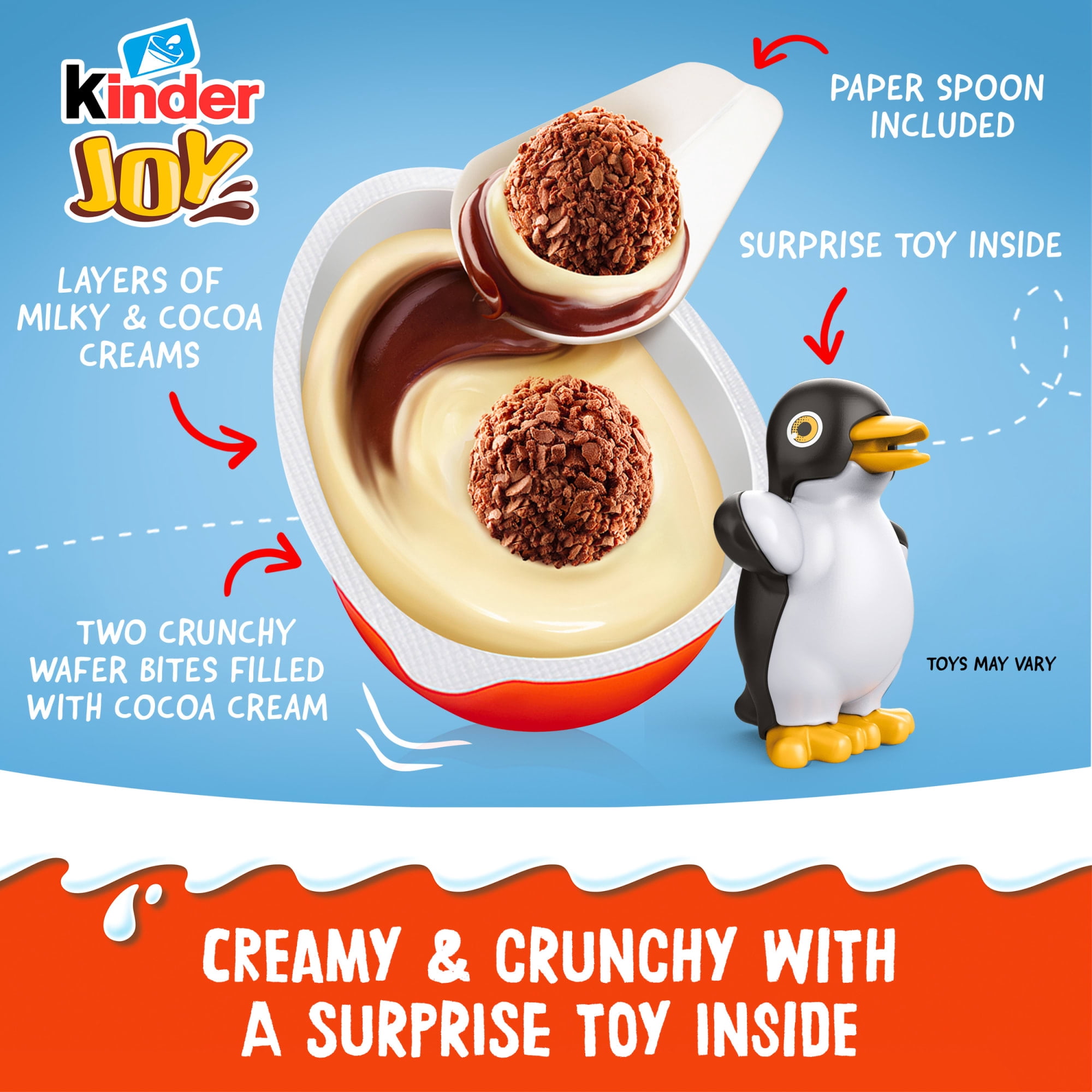 Kinder Joy Treat + Toy, Fairies & Friends Egg, Sweet Cream and Two Crispy Wafer Bites, 0.7 oz