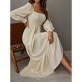 thumbnail image 2 of Vestido Largo Con Cuello Cuadrado, Vestido Largo Con Cintura Alta Para Mujer Dobladillo Con Volantes De Color Puro Para La Fecha ANGGREK Otros, 2 of 8