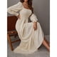 thumbnail image 5 of Vestido Largo Con Cuello Cuadrado, Vestido Largo Con Dobladillo Con Volantes Y Temperamento De Color Puro Para Mujer Para Vacaciones ANGGREK Otros, 5 of 8