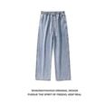 thumbnail image 6 of Streetwear Spring Autumn Casual Straight Jeans Men Solid Color Basic Casual Elastic Waist Denim Men's pants, 6 of 6