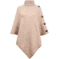 thumbnail image 1 of LinYooLi Women Knitted Shawl Wrap Turtleneck Sweater Poncho Cape with Side Buttons, 1 of 5