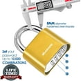 thumbnail image 3 of 4-Digit Combination Lock, Heavy Duty Padlock Metal, Outdoor Alloy Locks with Hardened Steel Shackle, High Security Weatherproof Large Padlocks for Gym, School, Locker, Fence, Gate, Hasp, Case-Golden, 3 of 7