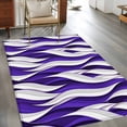 thumbnail image 4 of Area Rug 48×72in, Purple White Wavy Lines Floor Carpet Living Room Rug, Modern Abstract Stripes Non-Slip Welcome Mat Indoor Rugs for Bedroom Dining Room, 4 of 9