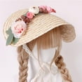 thumbnail image 5 of Women s Hat Tea Party Hat Outdoor Sunscreen Flower Decor Sunshade Flat Hat Beach Vacation Hats, 5 of 8
